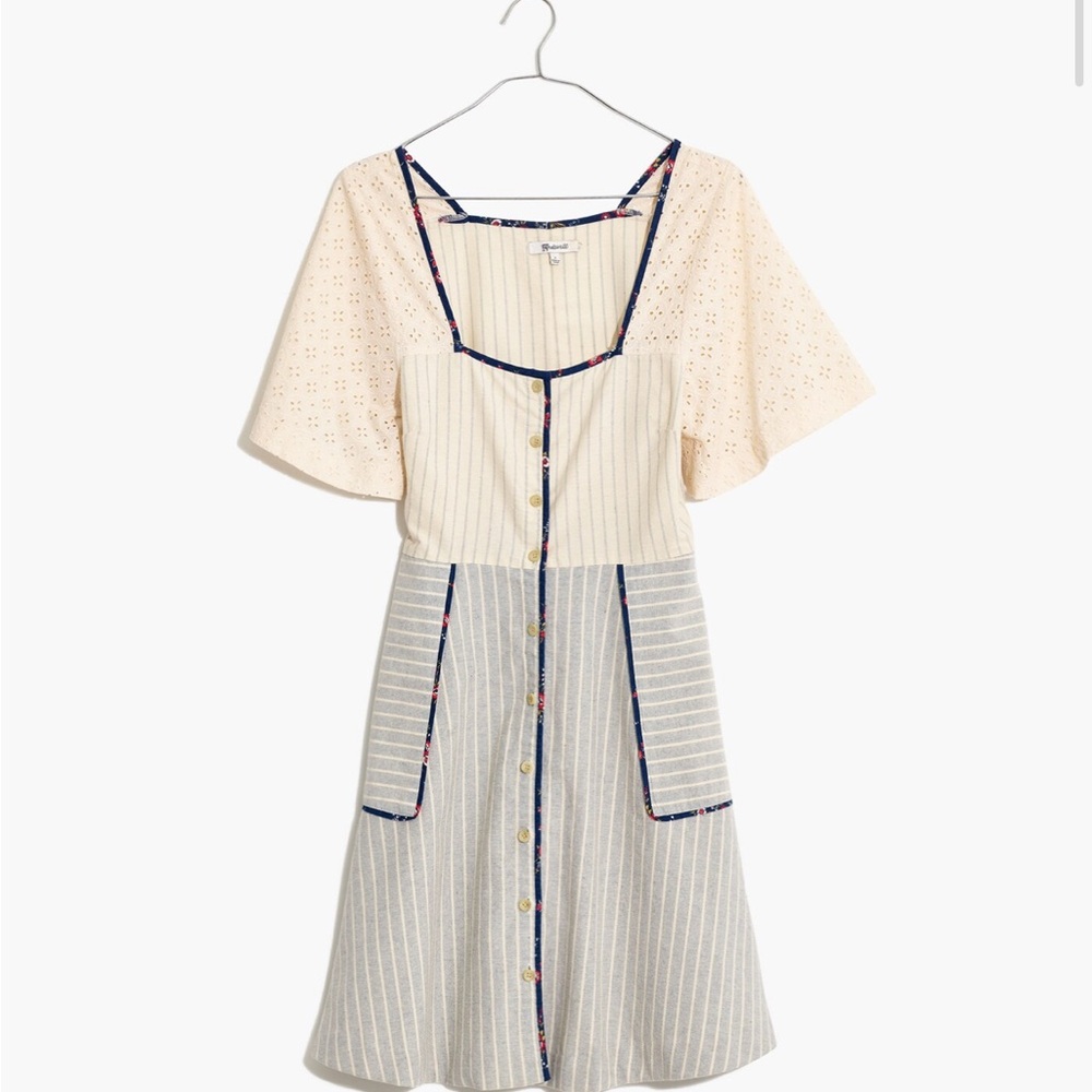 Madewell x The New Denim Project Patchwork Square Neck Dress
